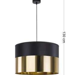 Lampa Wisząca LONDYN Czarny Złoty Abażur 1xE27 50cm * TK Lighting Hot