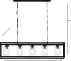 Lampa Wisząca MACARI Czarny Szklane Klosze 5xE27 * Jupiter