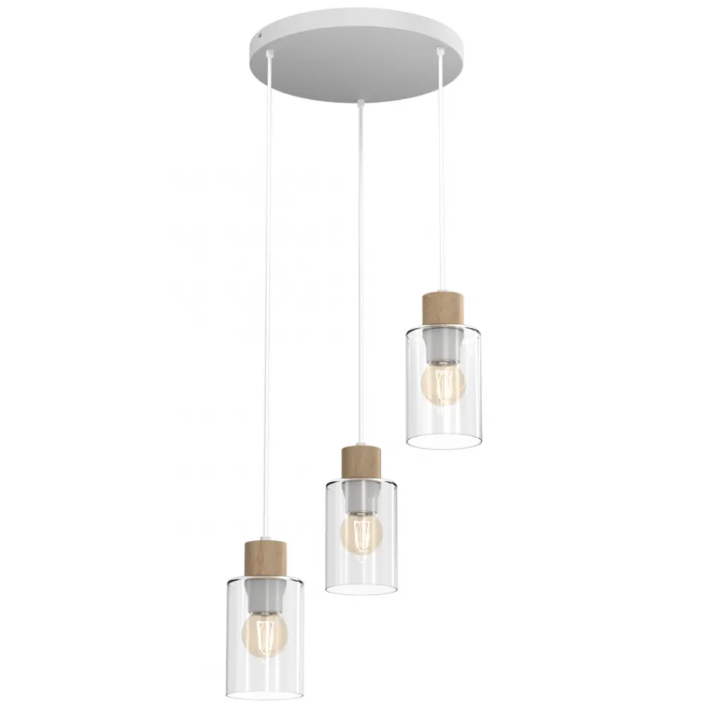 Lampa Wisząca MADERA Biały Brązowy Szklane Klosze Koło 3xE27 * Eko-light Best