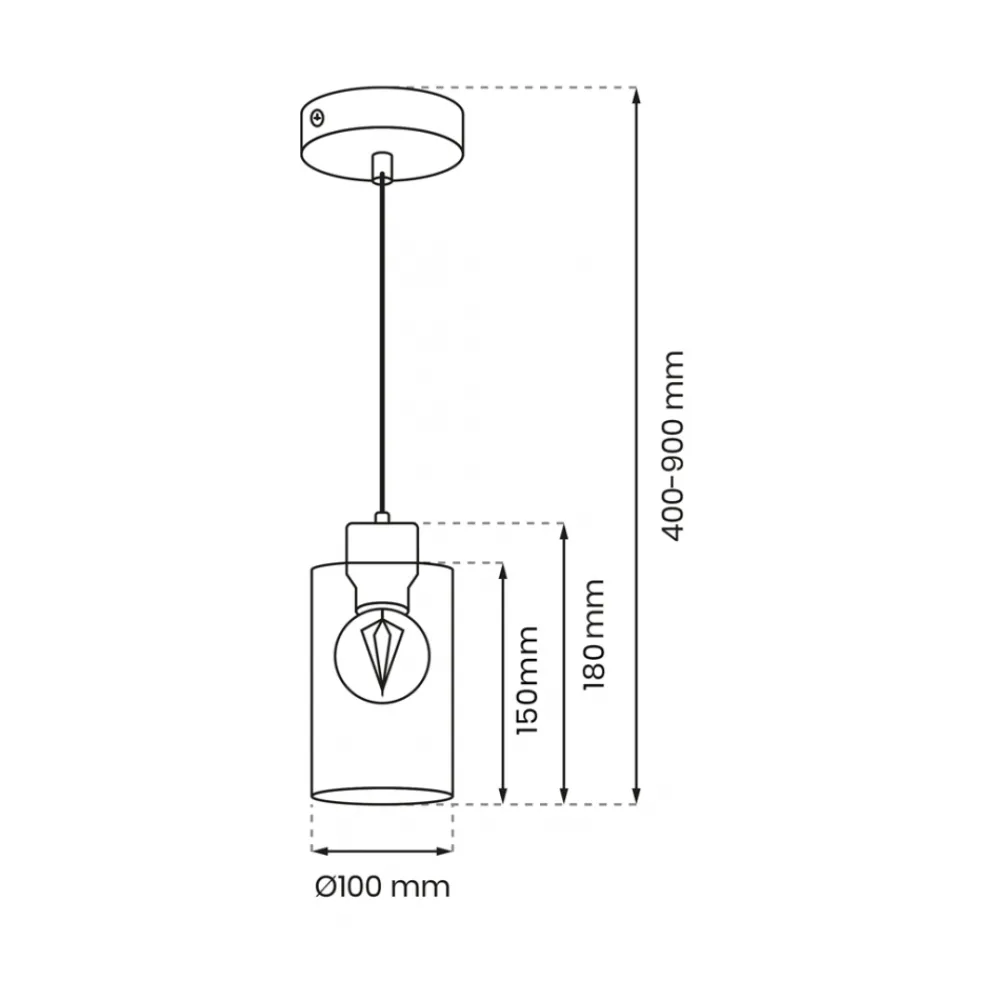 Lampa Wisząca MADERA Biały Brązowy Szklany Klosz 1xE27 10cm * Eko-light Clearance