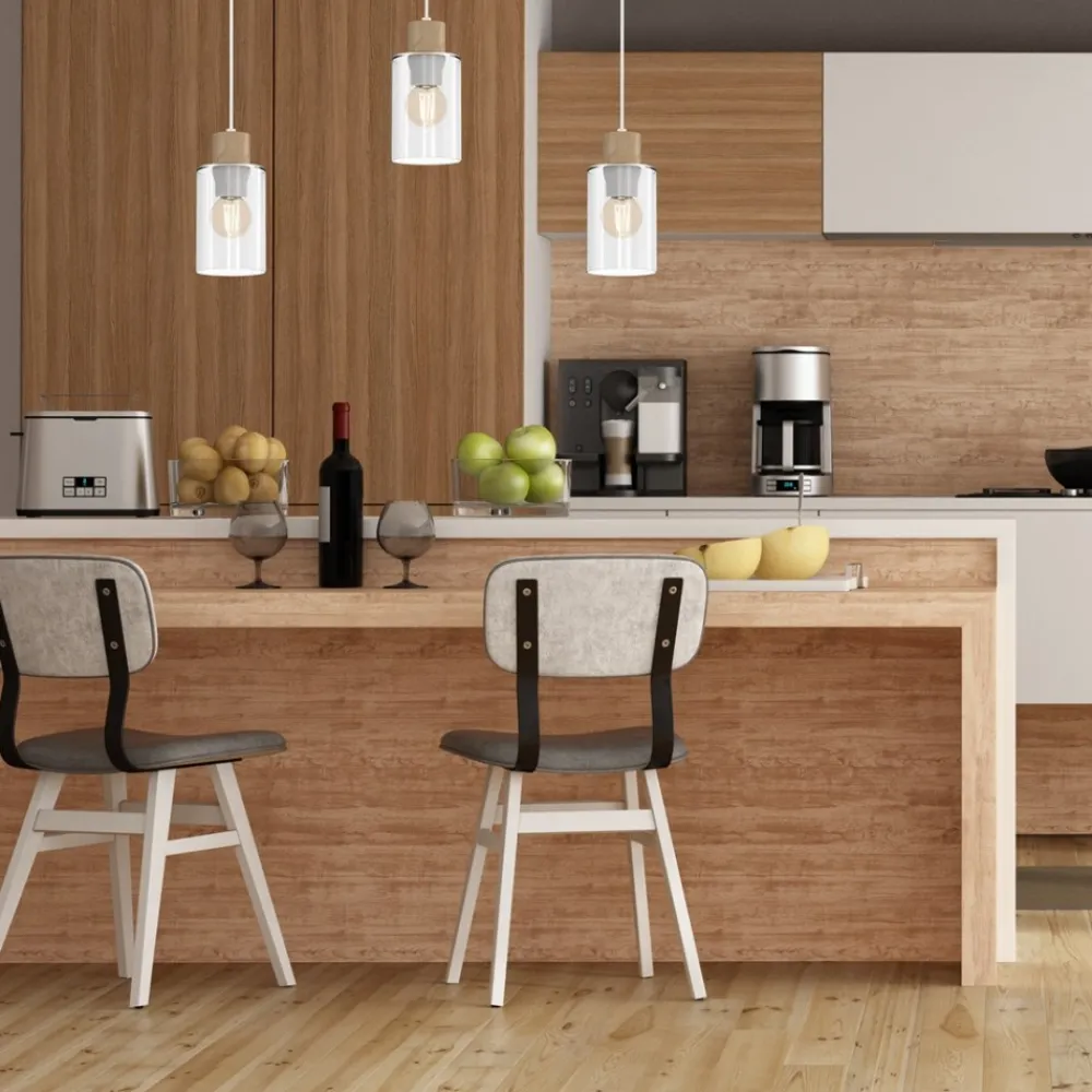 Lampa Wisząca MADERA Biały Brązowy Szklany Klosz 1xE27 10cm * Eko-light Clearance