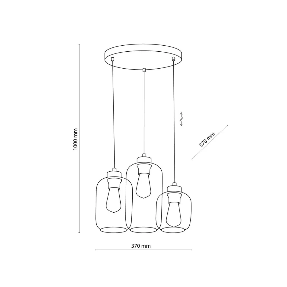 Lampa Wisząca MARCO Czarny Złoty Szklane Klosze 3xE27 * TK Lighting Outlet
