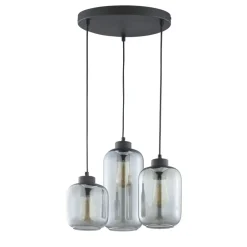 Lampa Wisząca MARCO Grafitowy Koło Szklane Klosze 3xE27 * TK Lighting Hot