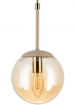 Lampa Wisząca Maro Beżowa Szkło 3xE14 55 cm * HowHomely Best