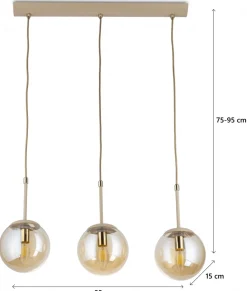 Lampa Wisząca Maro Beżowa Szkło 3xE14 55 cm * HowHomely Best