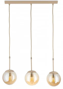 Lampa Wisząca Maro Beżowa Szkło 3xE14 55 cm * HowHomely Best