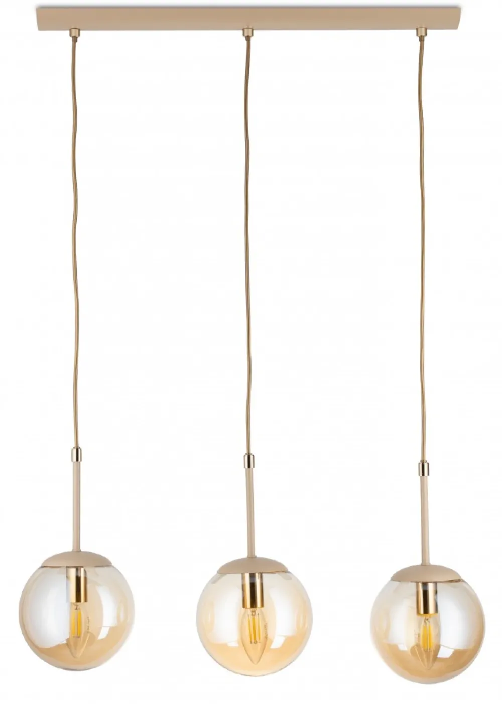 Lampa Wisząca Maro Beżowa Szkło 3xE14 55 cm * HowHomely Best