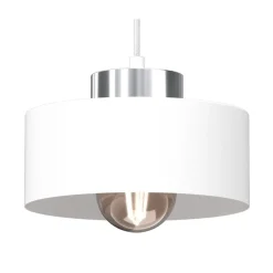 Lampa Wisząca MARTI Biały Srebrny Metalowy Klosz 1xE27 20cm * Luminex Online