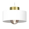Lampa Wisząca MARTI Biały Złoty Metalowy Klosz 1xE27 20cm