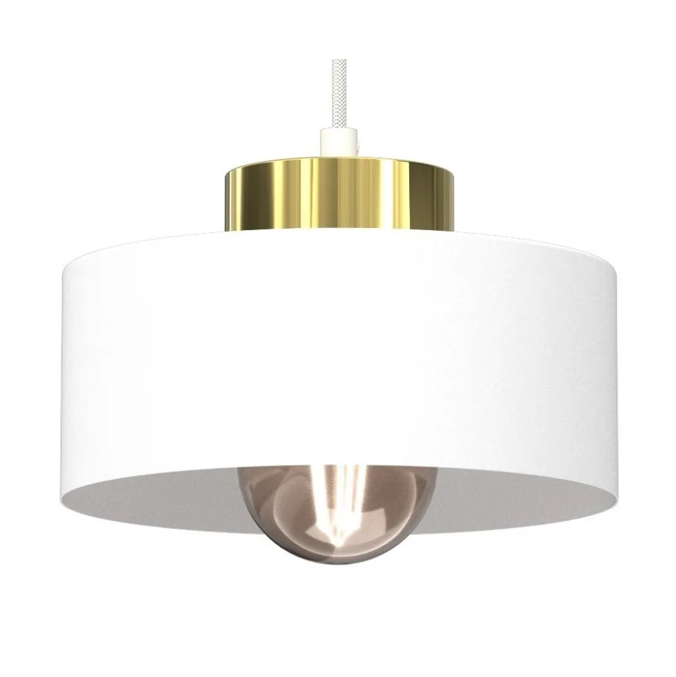 Lampa Wisząca MARTI Biały Złoty Metalowy Klosz 1xE27 20cm