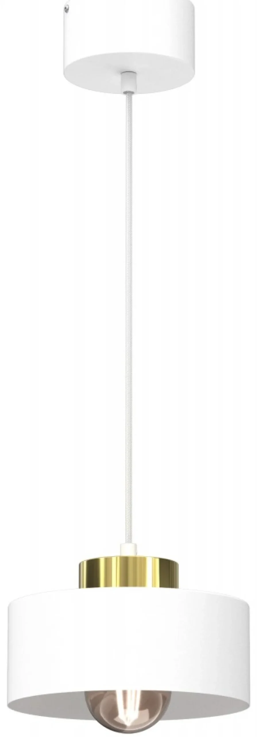 Lampa Wisząca MARTI Biały Złoty Metalowy Klosz 1xE27 20cm