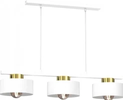 Lampa Wisząca MARTI Biały Złoty Metalowy Klosz 3xE27