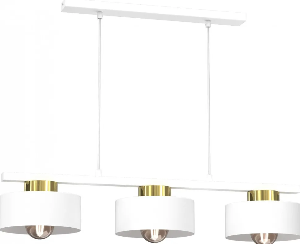 Lampa Wisząca MARTI Biały Złoty Metalowy Klosz 3xE27