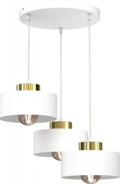 Lampa Wisząca MARTI Biały Złoty Metalowy Klosz 3xE27 Plafon * Luminex New