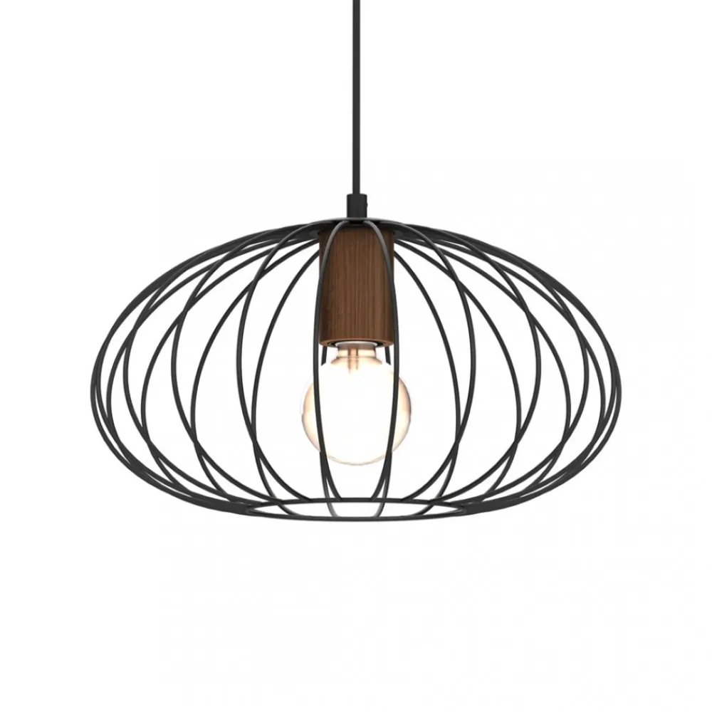 Lampa Wisząca MERIDIANO Czarny Brązowy Metalowy Klosz 1xE27 36cm * Eko-light Hot