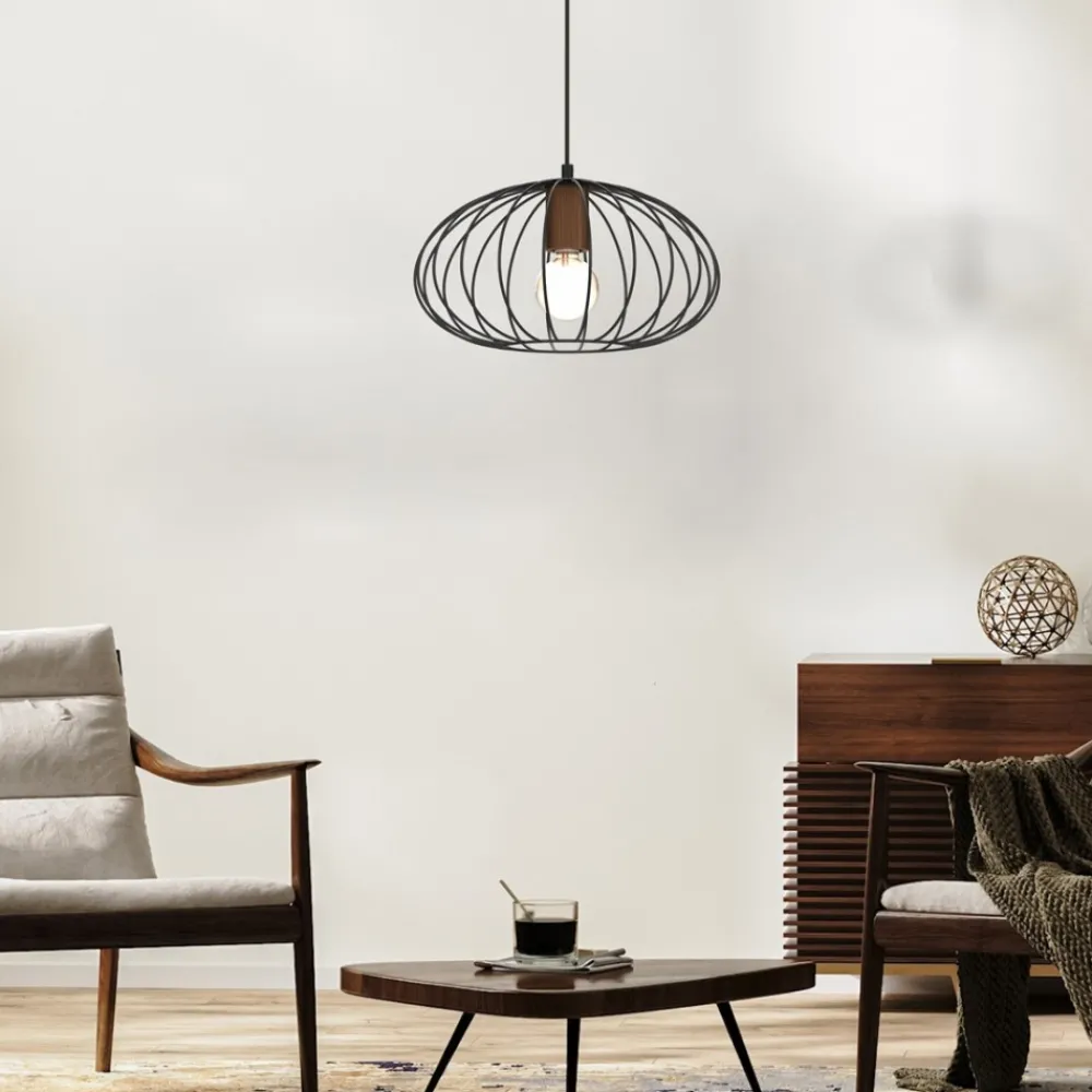 Lampa Wisząca MERIDIANO Czarny Brązowy Metalowy Klosz 1xE27 36cm * Eko-light Hot