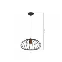 Lampa Wisząca MERIDIANO Czarny Brązowy Metalowy Klosz 1xE27 36cm * Eko-light Hot