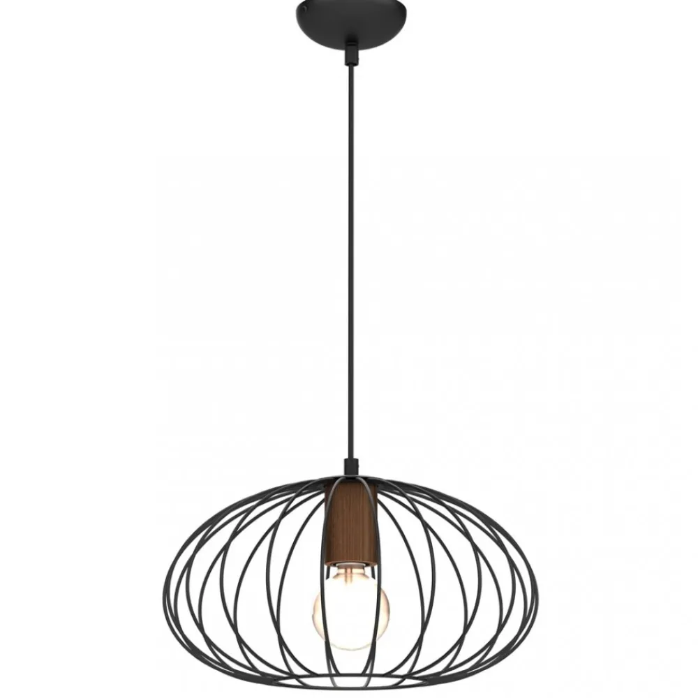 Lampa Wisząca MERIDIANO Czarny Brązowy Metalowy Klosz 1xE27 36cm * Eko-light Hot