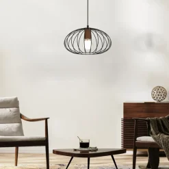 Lampa Wisząca MERIDIANO Czarny Brązowy Metalowy Klosz 1xE27 36cm * Eko-light Hot