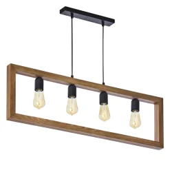 Lampa Wisząca METRO Brązowy Drewno Loft 4xE27 * TK Lighting