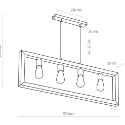 Lampa Wisząca METRO Brązowy Drewno Loft 4xE27 * TK Lighting