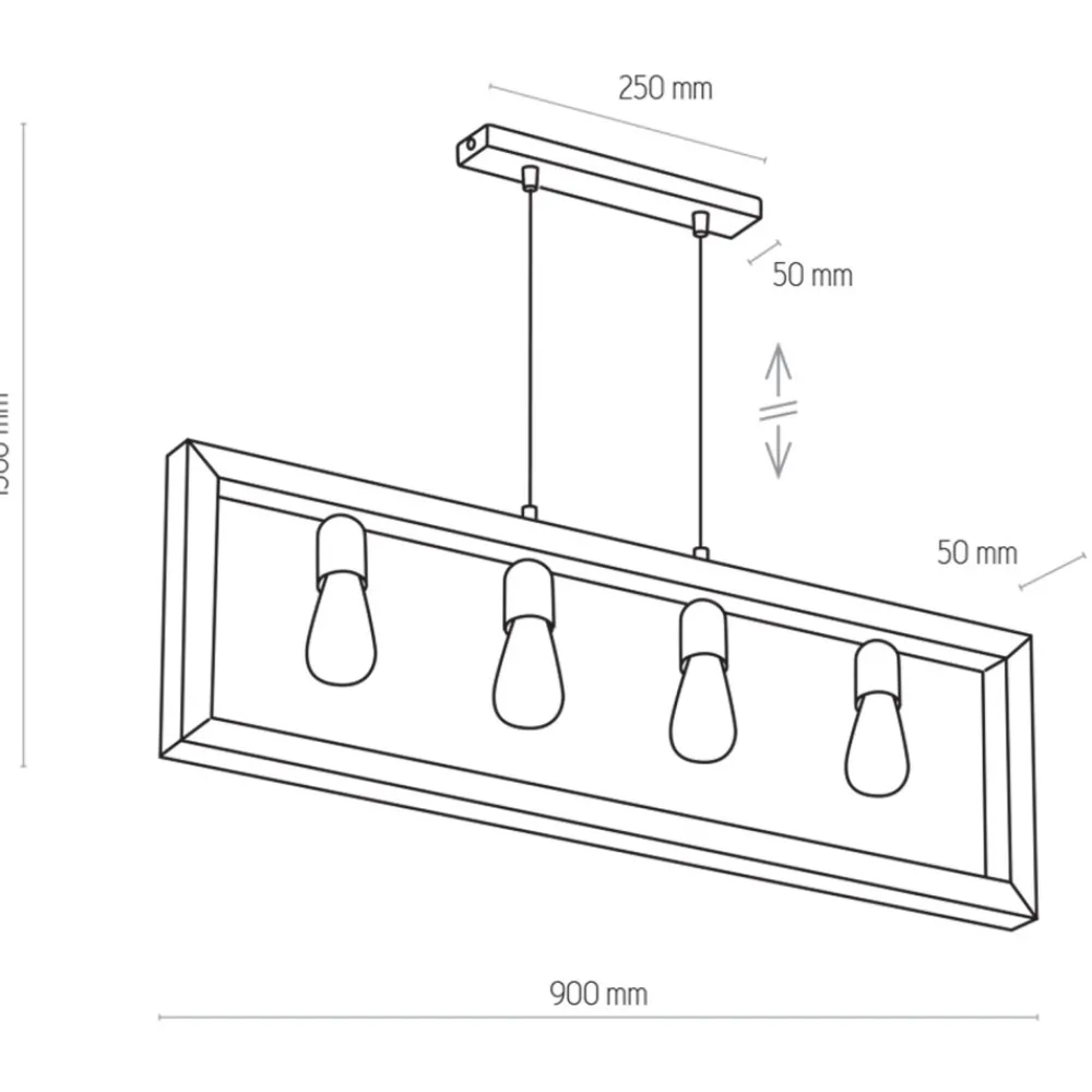 Lampa Wisząca METRO Brązowy Drewno Loft 4xE27 * TK Lighting