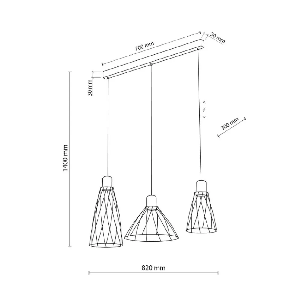 Lampa wisząca MODESTO WOOD czarna sosna 3xGU10 * TK Lighting Hot