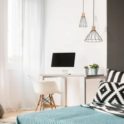 Lampa wisząca MODESTO WOOD czarna sosna 1xGU10 29.5 cm * TK Lighting Hot