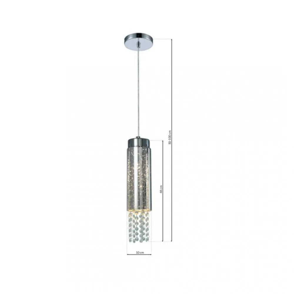 Lampa Wisząca MOONLIGHT Srebrny Szklany Klosz Kryształy 1xE14 10cm * Eko-light Discount
