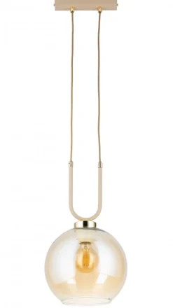 Lampa Wisząca Mora Beżowa Szkło 1xE27 20 cm * HowHomely Sale