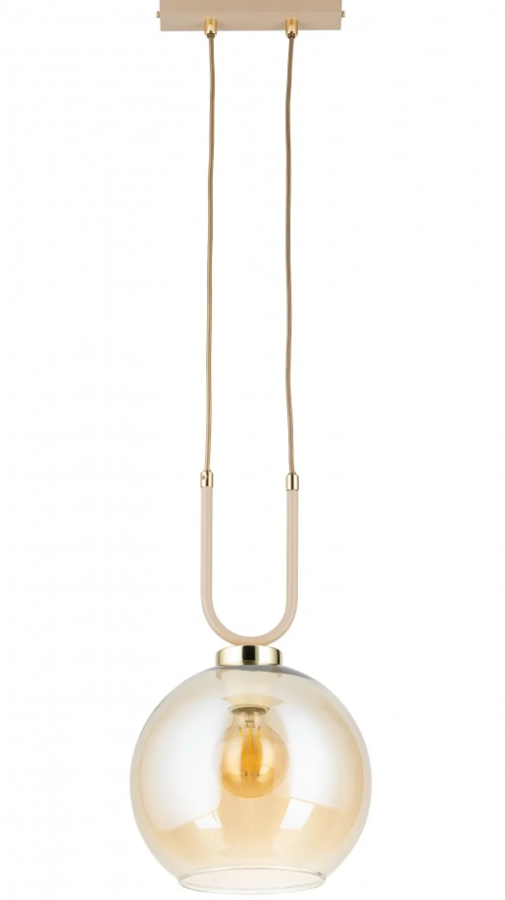 Lampa Wisząca Mora Beżowa Szkło 1xE27 20 cm * HowHomely Sale