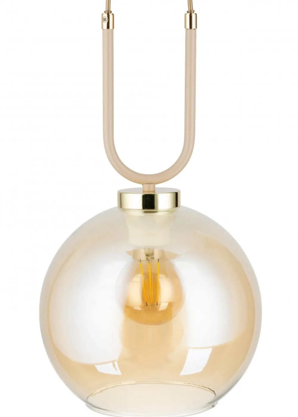 Lampa Wisząca Mora Beżowa Szkło 1xE27 20 cm * HowHomely Sale