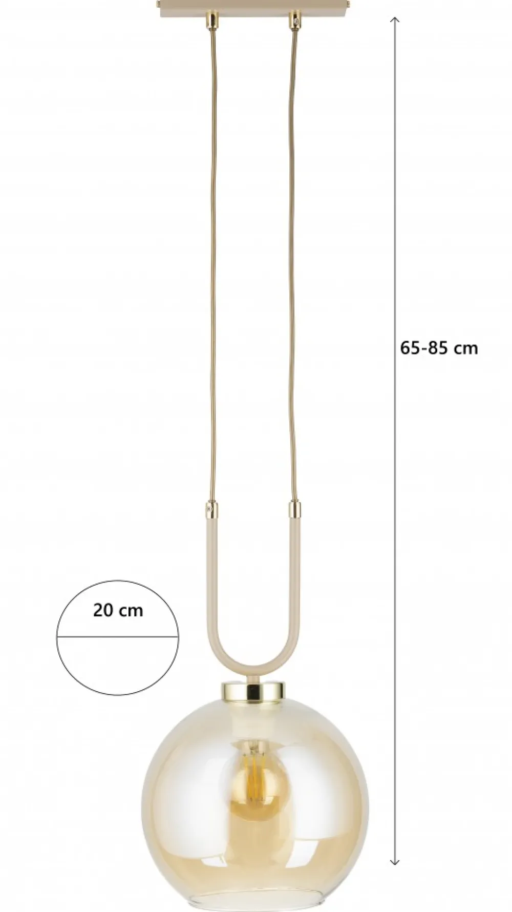 Lampa Wisząca Mora Beżowa Szkło 1xE27 20 cm * HowHomely Sale