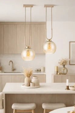 Lampa Wisząca Mora Beżowa Szkło 1xE27 20 cm * HowHomely Sale