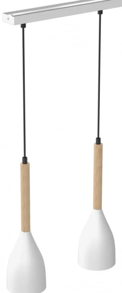 Lampa Wisząca MUZA Biały Brązowy Metalowy Klosz 2xE27