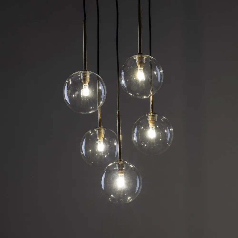 Lampa Wisząca NILOS Czarny Złoty Szklane Klosze 5xG9 * TK Lighting Hot