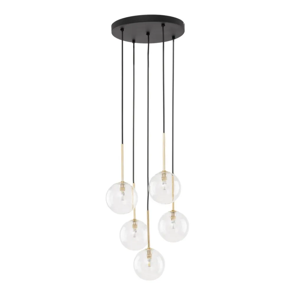 Lampa Wisząca NILOS Czarny Złoty Szklane Klosze 5xG9 * TK Lighting Hot