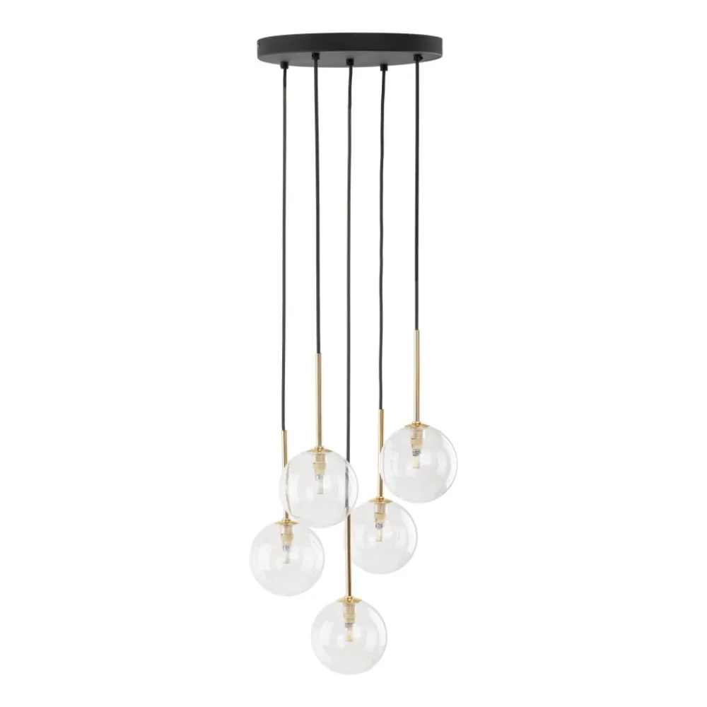 Lampa Wisząca NILOS Czarny Złoty Szklane Klosze 5xG9 * TK Lighting Hot