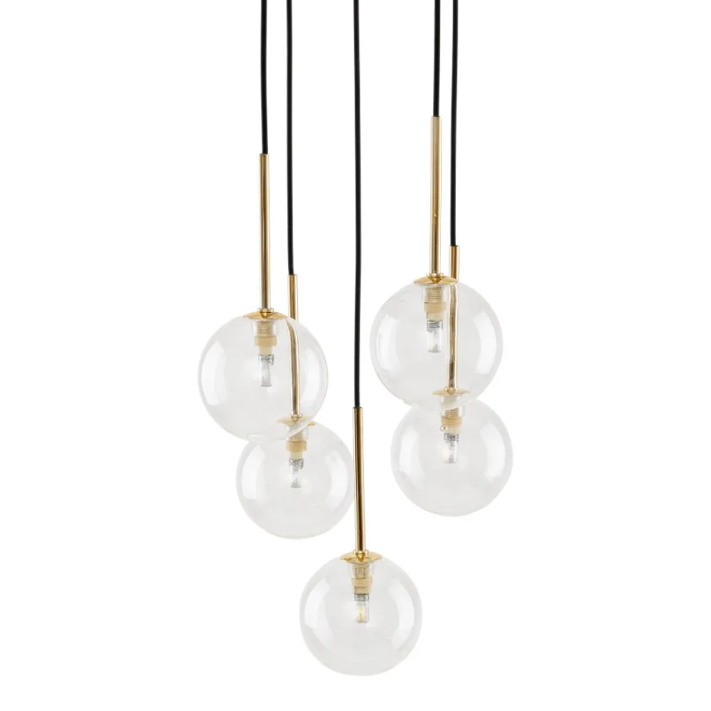 Lampa Wisząca NILOS Czarny Złoty Szklane Klosze 5xG9 * TK Lighting Hot