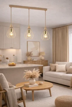 Lampa Wisząca Noa Beżowa 3xE27 75 cm * HowHomely Clearance