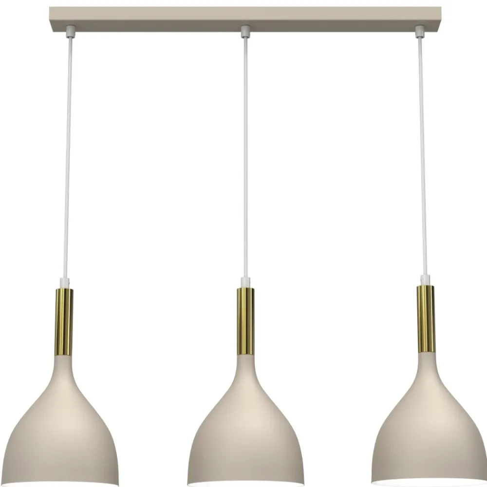 Lampa Wisząca NOAK Beżowy Złoty Metalowy Klosz 3xE27 * Luminex Hot