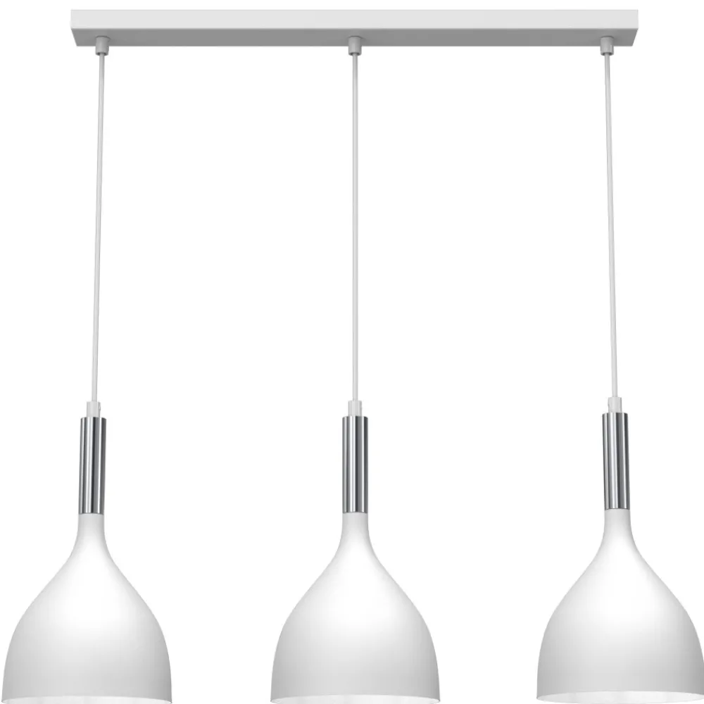 Lampa Wisząca NOAK Biały Srebrny Metalowy Klosz 3xE27 * Luminex