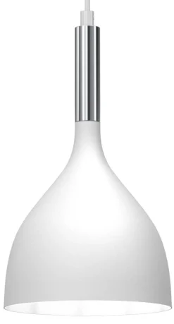Lampa Wisząca NOAK Biały Srebrny Metalowy Klosz 1xE27