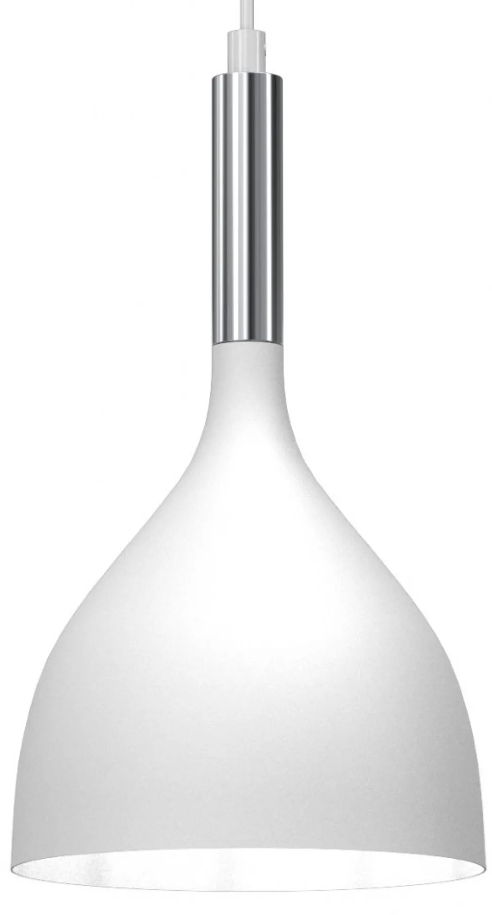Lampa Wisząca NOAK Biały Srebrny Metalowy Klosz 1xE27