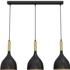 Lampa Wisząca NOAK Czarny Złoty Metalowy Klosz 3xE27 * Luminex