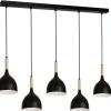 Lampa Wisząca NOAK WOOD Czarny Brązowy Metalowy Klosz 5xE27 J * Luminex Outlet