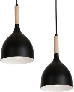 Lampa Wisząca NOAK WOOD Czarny Brązowy Metalowy Klosz 5xE27 J * Luminex Outlet