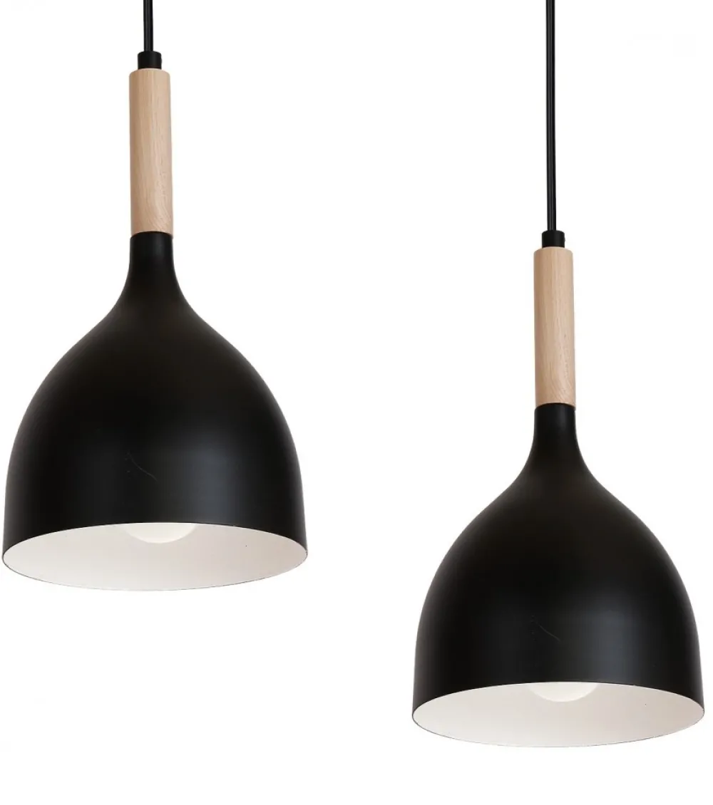 Lampa Wisząca NOAK WOOD Czarny Brązowy Metalowy Klosz 4xE27 J * Luminex Hot