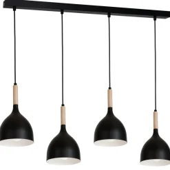 Lampa Wisząca NOAK WOOD Czarny Brązowy Metalowy Klosz 4xE27 J * Luminex Hot
