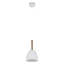 Lampa Wisząca NORD Biały Drewno Metalowy Klosz 1xE27 * TK Lighting Outlet